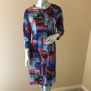 KAREN KANE | Form Fitted Abstract Dress 3/4 Sleeves